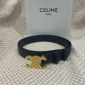 Celine Black Belt with Gold Buckle